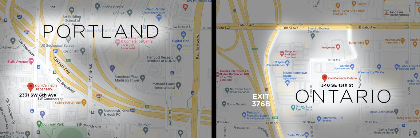 Map of Zion Dispensary Locations